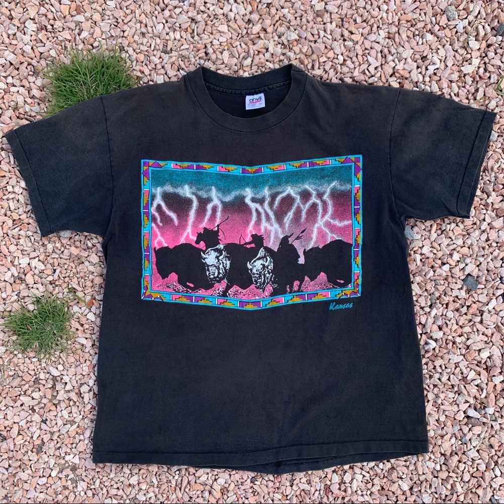Vintage Single Stitch Kansas Tribal Tee Size XL